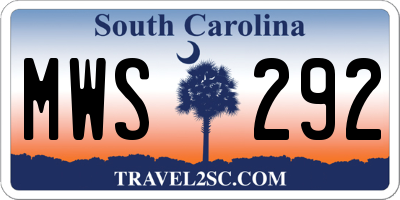 SC license plate MWS292