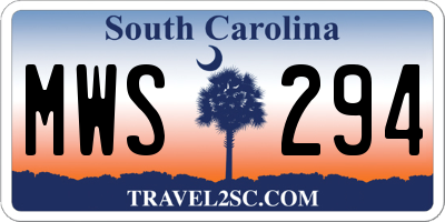SC license plate MWS294