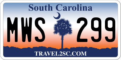 SC license plate MWS299
