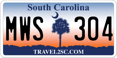 SC license plate MWS304