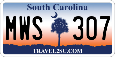 SC license plate MWS307