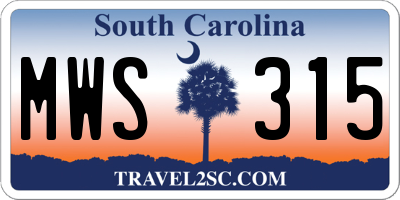 SC license plate MWS315