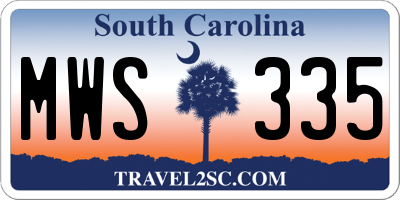 SC license plate MWS335