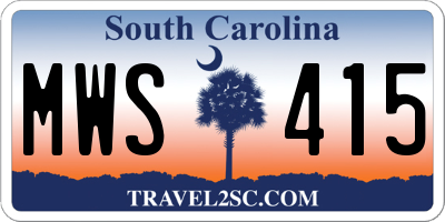 SC license plate MWS415