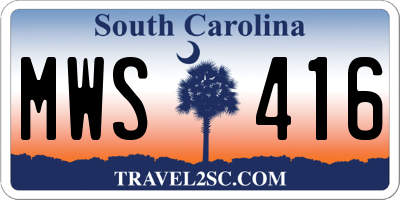 SC license plate MWS416