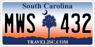 SC license plate MWS432