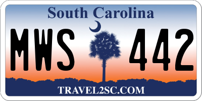 SC license plate MWS442