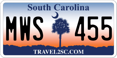 SC license plate MWS455