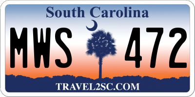 SC license plate MWS472