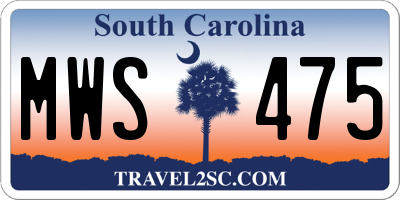 SC license plate MWS475
