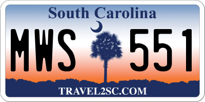 SC license plate MWS551