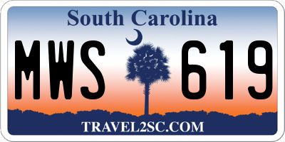 SC license plate MWS619