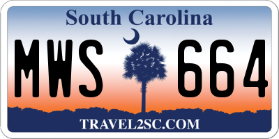 SC license plate MWS664