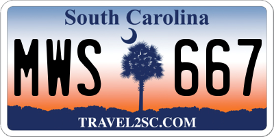 SC license plate MWS667