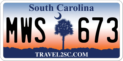 SC license plate MWS673