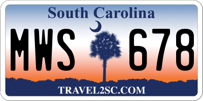 SC license plate MWS678