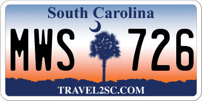 SC license plate MWS726
