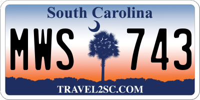 SC license plate MWS743