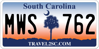 SC license plate MWS762