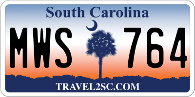 SC license plate MWS764