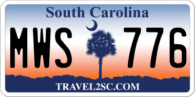 SC license plate MWS776