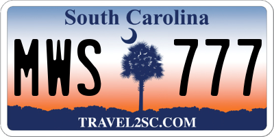 SC license plate MWS777