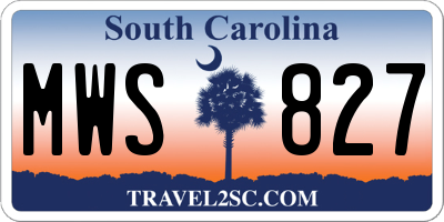 SC license plate MWS827