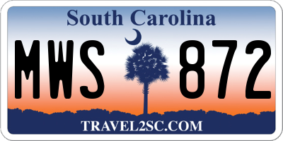 SC license plate MWS872