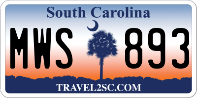 SC license plate MWS893