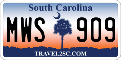 SC license plate MWS909