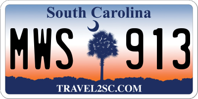 SC license plate MWS913