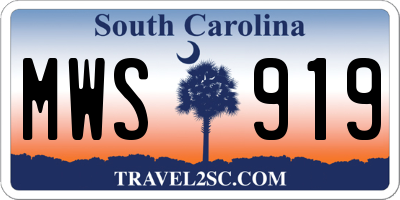 SC license plate MWS919
