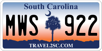 SC license plate MWS922