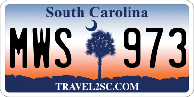 SC license plate MWS973