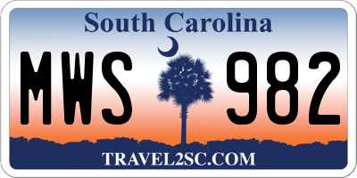SC license plate MWS982