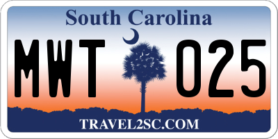 SC license plate MWT025