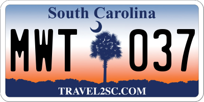 SC license plate MWT037