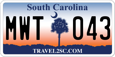 SC license plate MWT043
