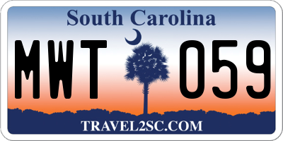 SC license plate MWT059