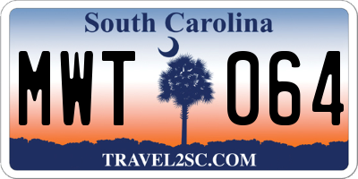 SC license plate MWT064