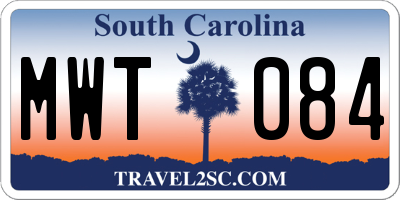 SC license plate MWT084
