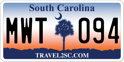 SC license plate MWT094