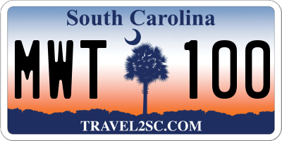SC license plate MWT100