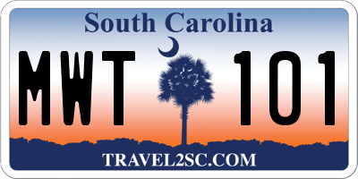 SC license plate MWT101