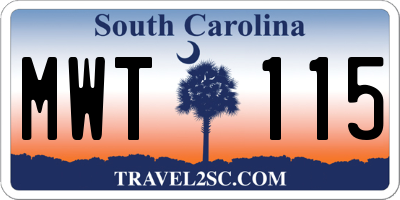 SC license plate MWT115