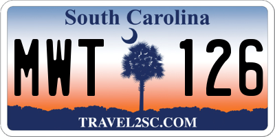 SC license plate MWT126