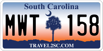 SC license plate MWT158