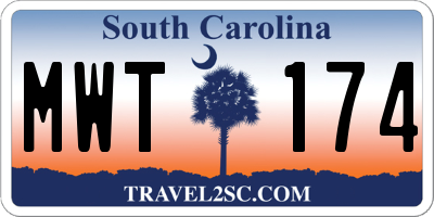 SC license plate MWT174