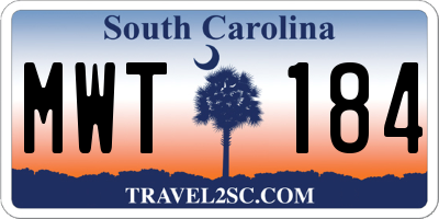 SC license plate MWT184