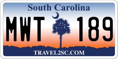 SC license plate MWT189
